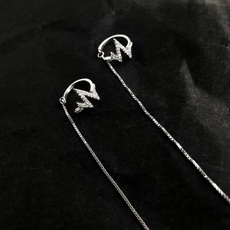 

1 pcs Punk 925 Sterling Silver Crystal Wave Stud Earrings For Women Elegant Jewelry Accessories Brincos EH158