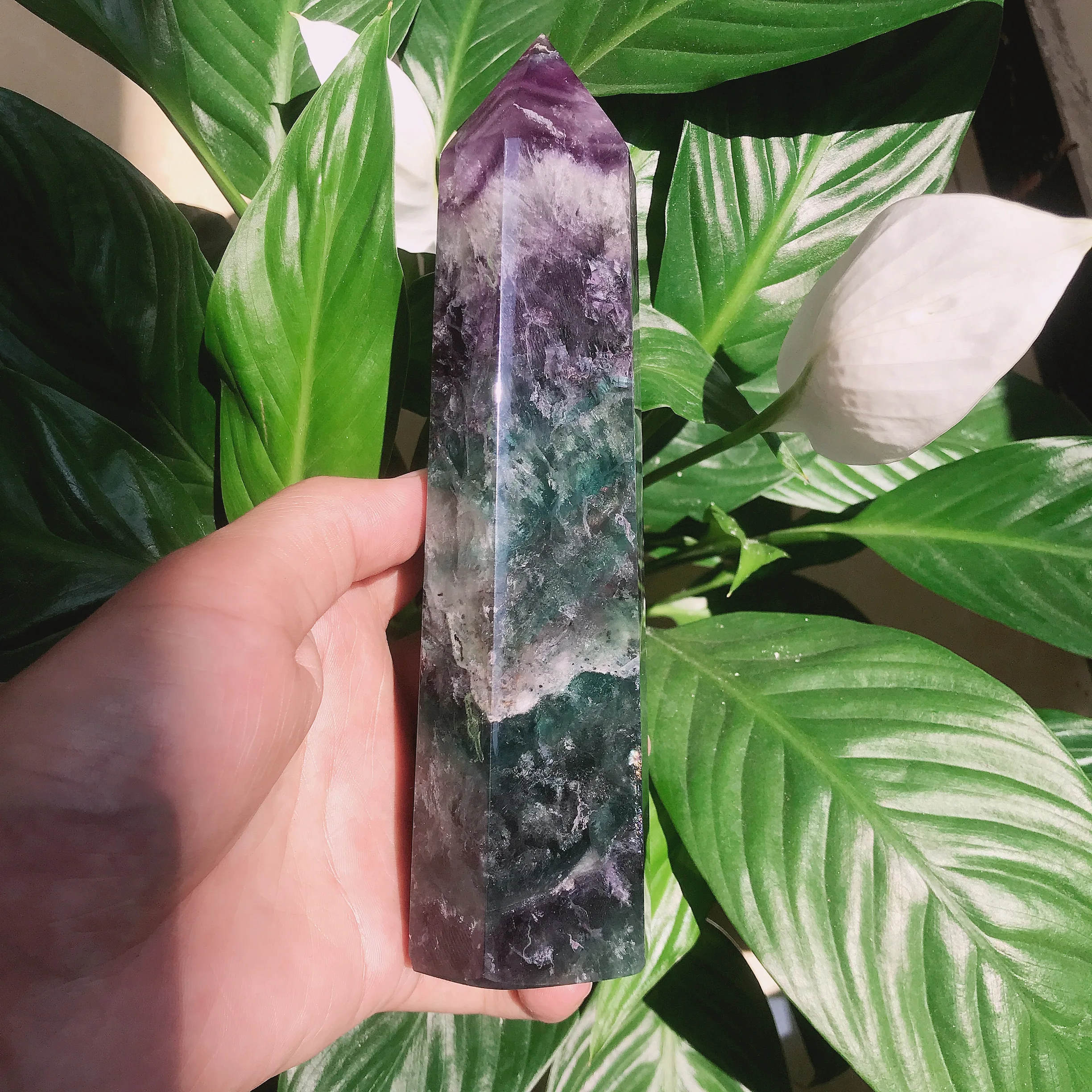 

850-1500g Raro natural fluorite quartzo obelisco cristal haste reiki cura, decorao de casa, bruxaria, fengshui, presentes
