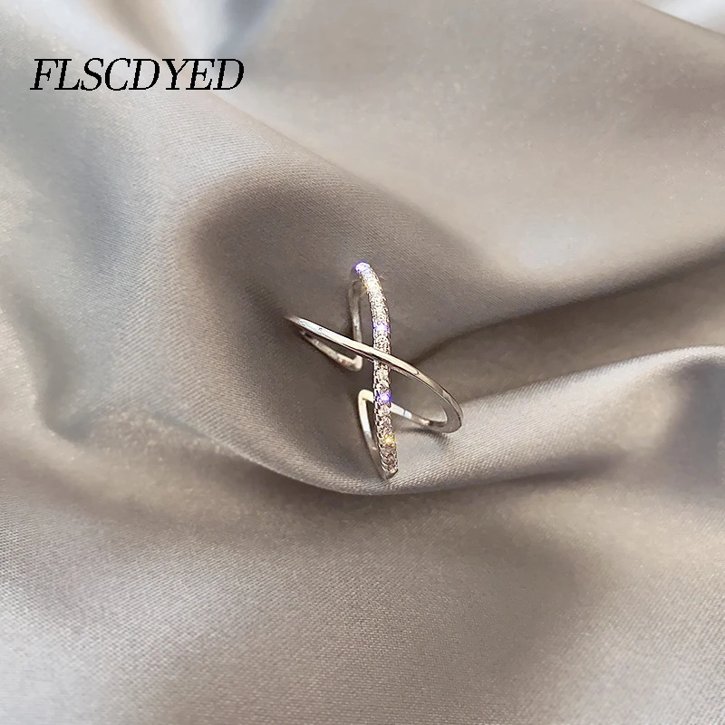 

FLSCDYED Simplicity and Luxurious Gold Silver Color Rings For Women Double Layer Wedding Party Jewelry Pearl Zircon Accessories