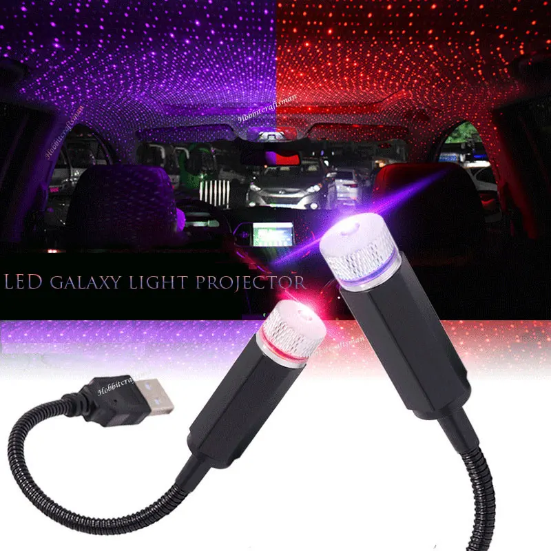 LED Galaxy Light Projector Car Starry Sky Night Light USB Powered Galaxy Star Projector Lamp for Auto Roof Room Ceiling Decor