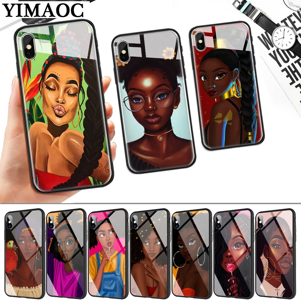 Черный волшебный женский стеклянный чехол для телефона Apple iPhone 11 Pro XR X XS Max 6 6S 7 8 Plus