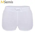 Мужские трусы-боксеры, эротические прозрачные мини-шорты на завязках, Летние повседневные плавки, сексуальное нижнее белье