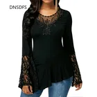 Блузка женская оверсайз, блузка с длинными рукавами-фонариками, модная Облегающая рубашка с кружевной строчкой, необычная, на весну