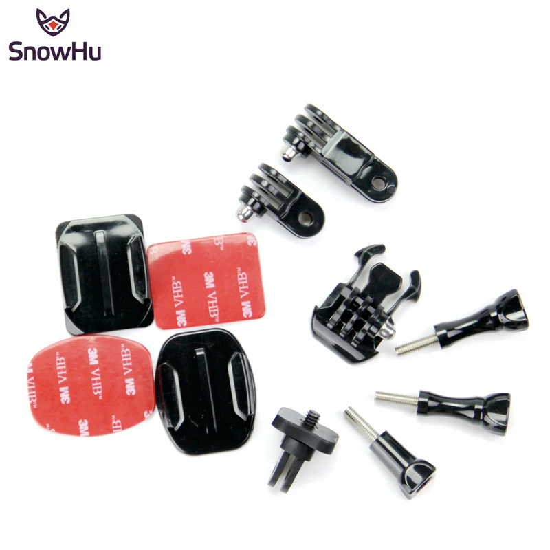 

SnowHu Accessories Adapter+base buckle+3M sticker For Gopro Hero 10 9 8 7 6 5 + for Yi 4K For SJCAM SJ4000 sport camera GP100