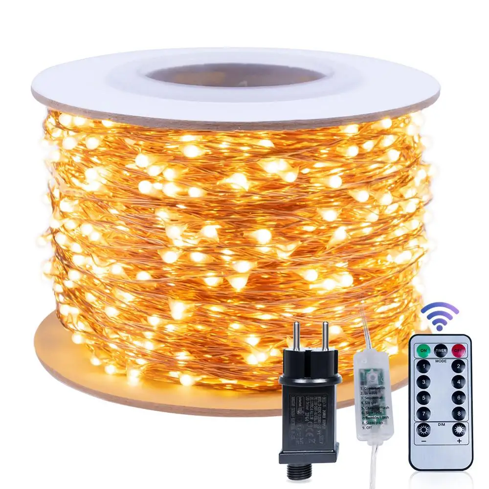 LED String Fairy Lights with Plug 30M 50M 100M Street Garland for Christmas Decoration Warm White Starry Wedding Home Outdoor