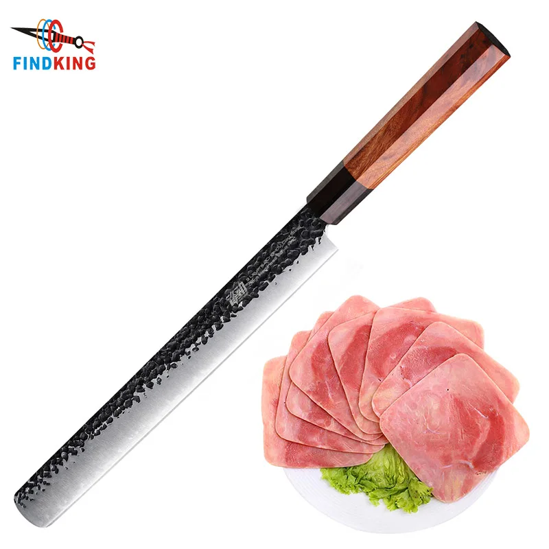 Findking Ultra Sharp 12 inch Carving Knife Premium Stainless clad Steel ham Knife Ergonomic Design Best for Slicing Roast Meat