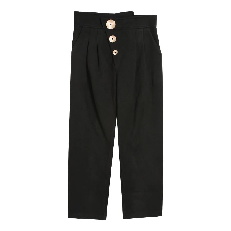 

Asymmetrical Casual Harem Women Pants High Waist Solid Slim Ankle Length All Match Office Lady Elegant Clothing Top Quality