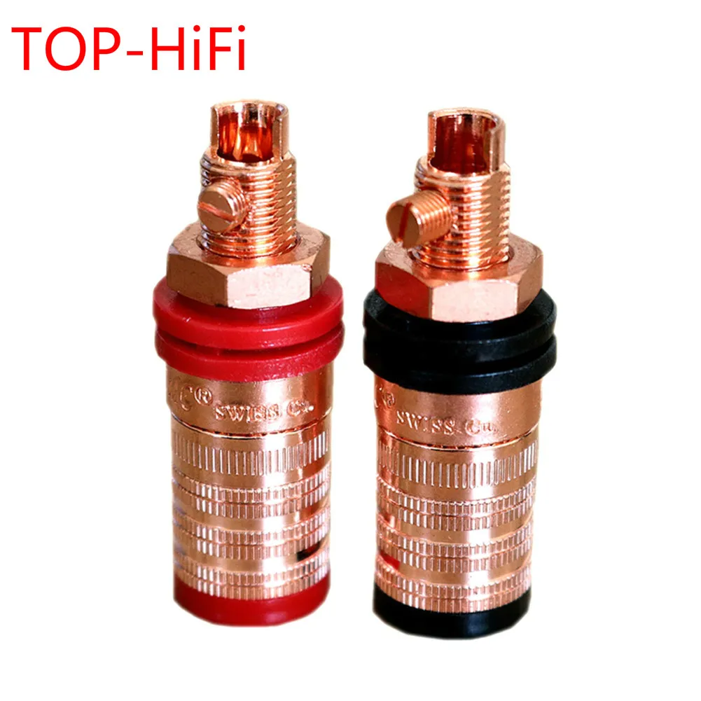 

TOP-HiFi 4pcs CMC 838-CU-R Pure Copper Conductor Binding Post Speaker Terminal