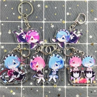 cartoon keychain anime relife in a different world from zero cute accessories sisters rem and ram gift decoration