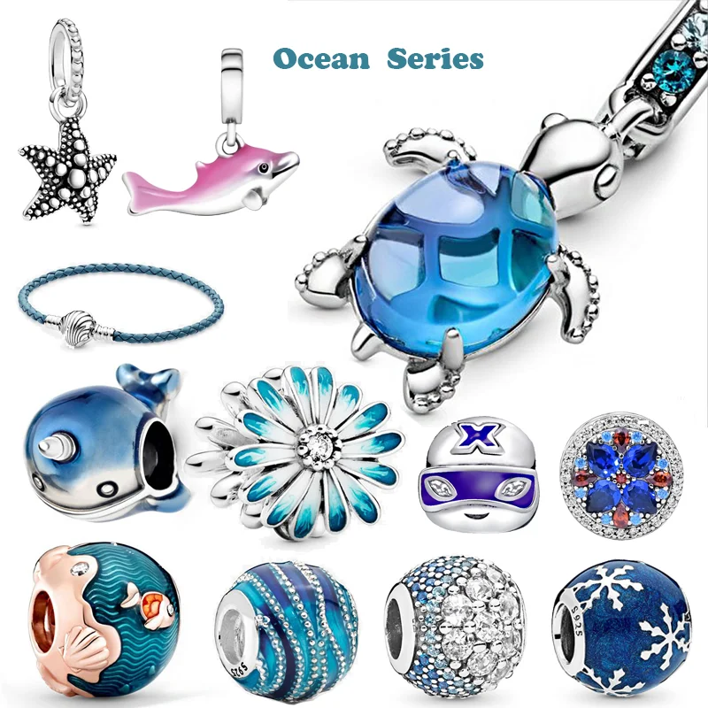 

Classic Summer Ocean Series Beads Dangle Charm Fit Original Pandora Charm Bracelet Jewelry Christmans Day Gift