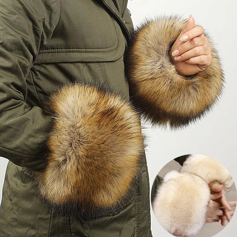 1 пара женский зимний теплый нарукавник из искусственного меха |