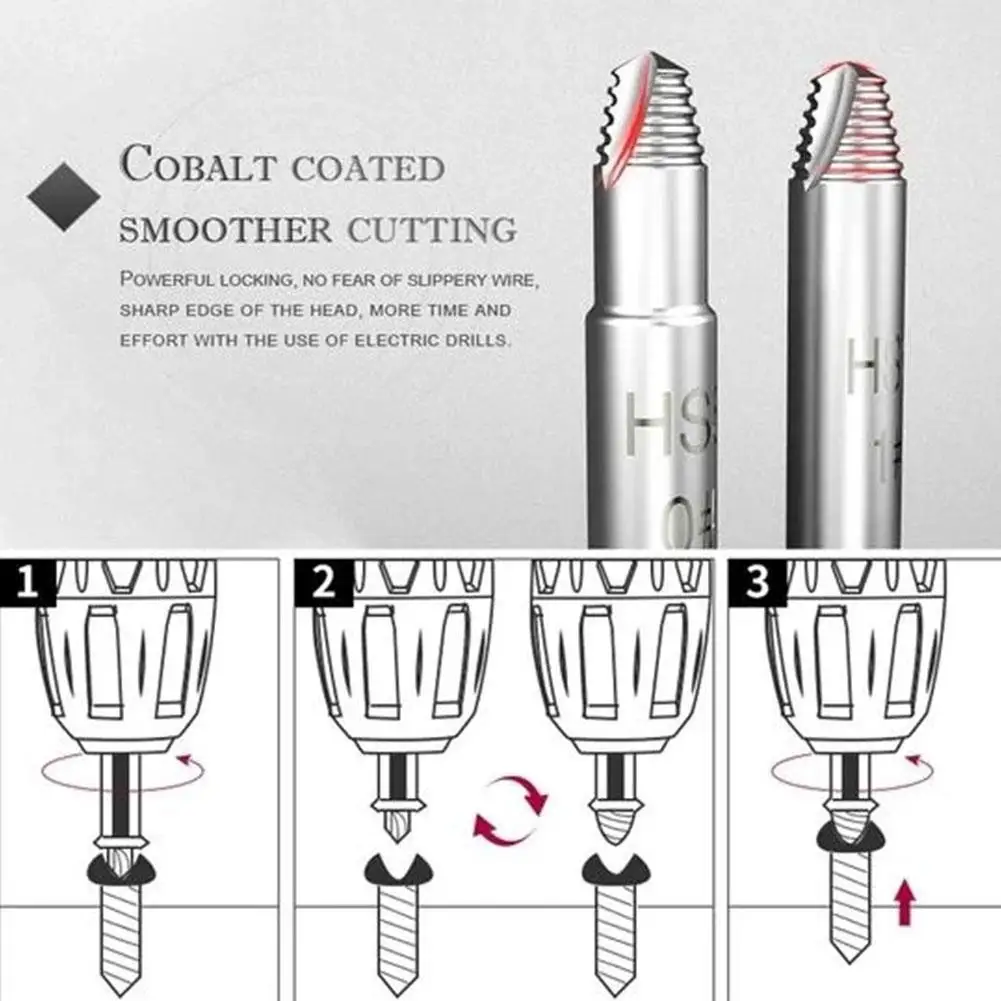 

5pcs Damaged Screw Extractor Drill Bit Extractor Drill Set Broken Speed Out Bolt Extractor Bolt Stud Remover Tool