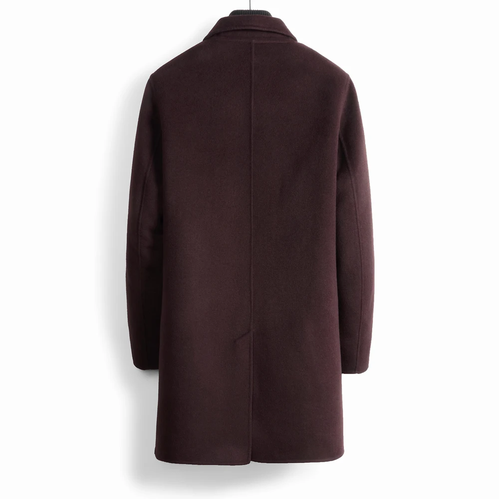 

New Double-faced Wool Detachable Down Lining Men Spring Autumn Wine Red Good Quality Woollen Clothing