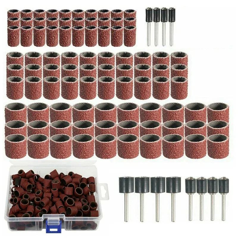 

252Pcs Sanding Drum Kit with Box Including 240 Pcs Drum Sander Sanding Sleeves and 12 Pcs Drum Mandrels for Dremel Rotary Tool