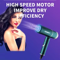 ac220 240v kemei km 9825 foldable t shaped body lightweight one button gear adjustment hair dryer cold and hot air
