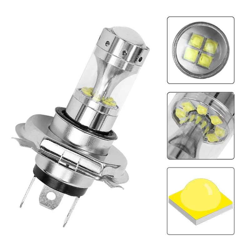 DERI 2 шт. H4 9003 HB2 60 Вт светодиодный мото rcycle головной светильник HID Hi/Low Beam 6500K ampoule светодиодный мото Светильник лампы Мото Аксессуары