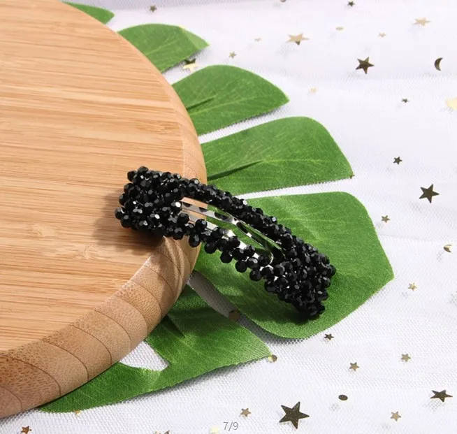 black Корейские блестящие хрустальные шпильки для волос геометрические прямоугольные капли имитация жемчуга заколки для волос Инструменты для укладки аксессуары для женщин - Цвет: black