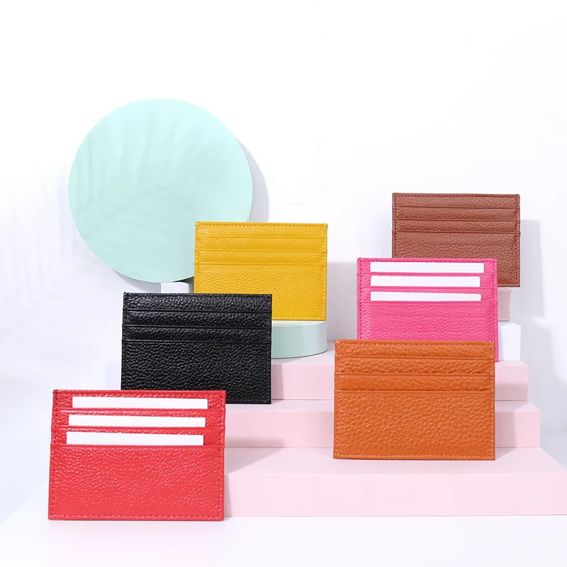 

Genuine Leather Credit Card Holder Women Bank Card Case Fashion ID Holder for Men Slim Money Case Female Black Coin Wallet