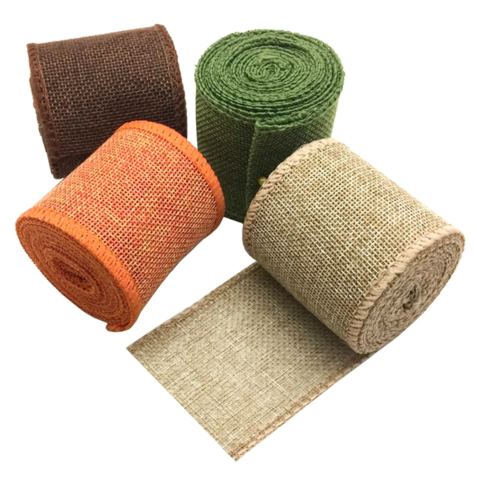 

4 Rolls 2 Inch Wide 3 Yards Long Rustic Burlap Ribbon Fabric Craft Wrapping for Christmas Wedding Gift Wreath DIY Projects Decor
