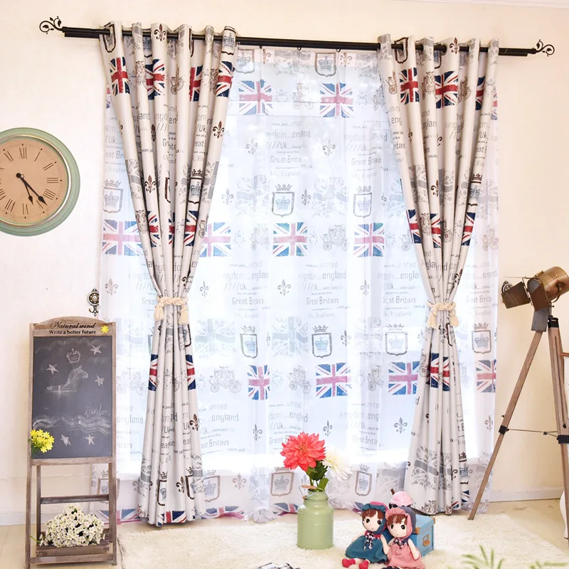 Британский стиль национальный флаг Детская занавеска С мультяшным принтом