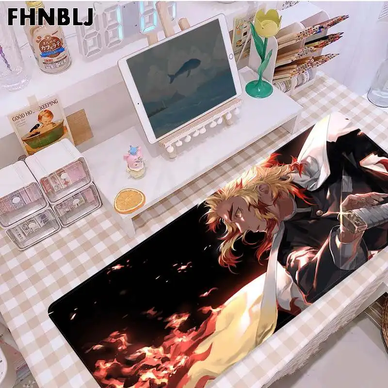 

FHNBLJ Demon Slayer Kimetsu no Yaiba Rengoku Kyoujurou Large sizes Mouse pad mat Size for large Edge Locking Speed Keyboard Pad