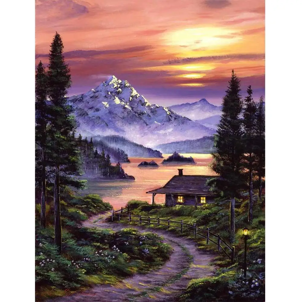 

Diamond painting Hill Village Diamond Embroidery Full Rhinestone Diamond Painter Family Landscape Decoration Painting