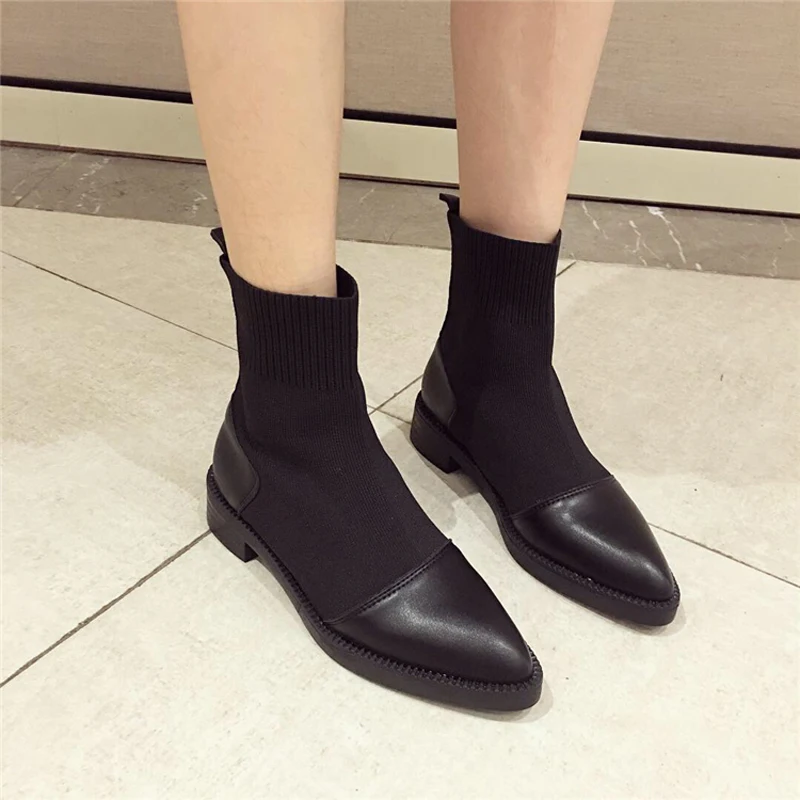 Wellwalk/растягивающиеся ботильоны Женская зимняя обувь Носки без шнуровки Осенняя