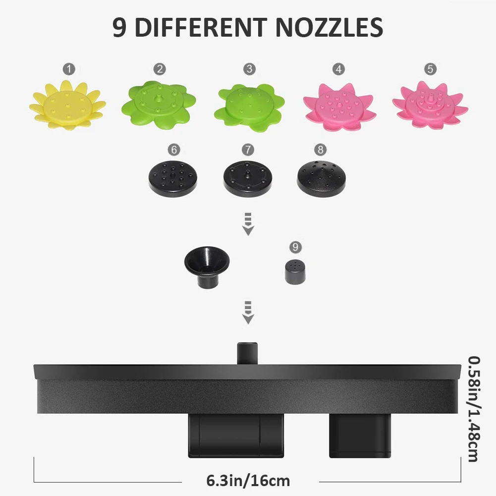 

Solar Fountain Pump Garden Pond Water Feature Pump 3W Solar Power Panel With 9 Nozzles For Bird Bath Outdoor Decoration