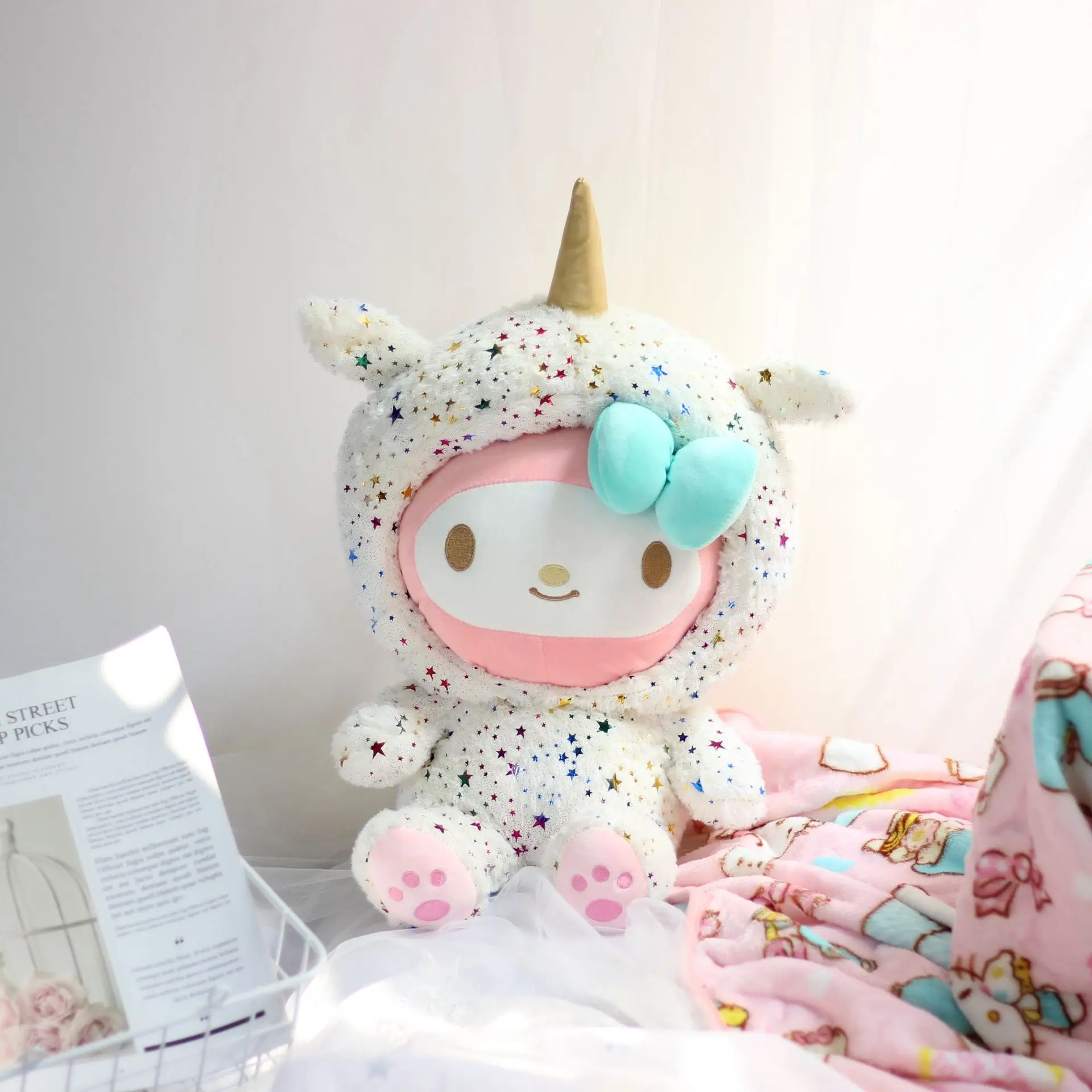 

Cartoon My Melody Plush Doll Air Conditioning Blanket Sofa Cushion Pillow 48cm Unicorn Japan Cute Anime Plushie Carpet 150*100cm