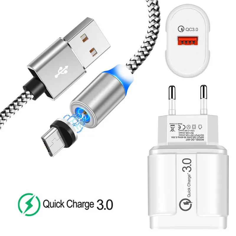 Магнитный Кабель Micro USB QC 3 0 быстрое зарядное устройство для Huawei Y5 Y6 2019 P8 Lite Xiaomi Redmi