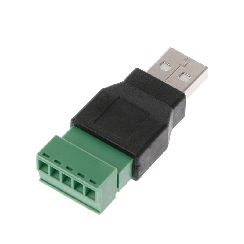 USB 2 0 Type A Male/Female to 5P Screw w/ Shield Terminal Plug Adapter Connector