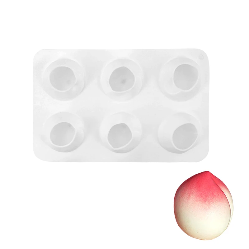 

Silicone 6 Hole Peach Shape Cake Mold Tool For Baking Fruit Dessert Mousse Decorating Cake Chocolate Bakeware Mould