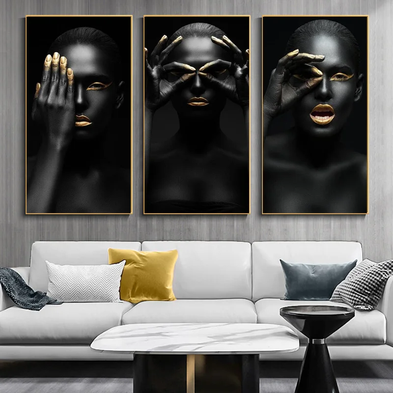 

African Black Woman Portrait Canvas Art Paintings on The Wall Art Posters and Print African Woman Sexy Lips Art Pictures Cuadros