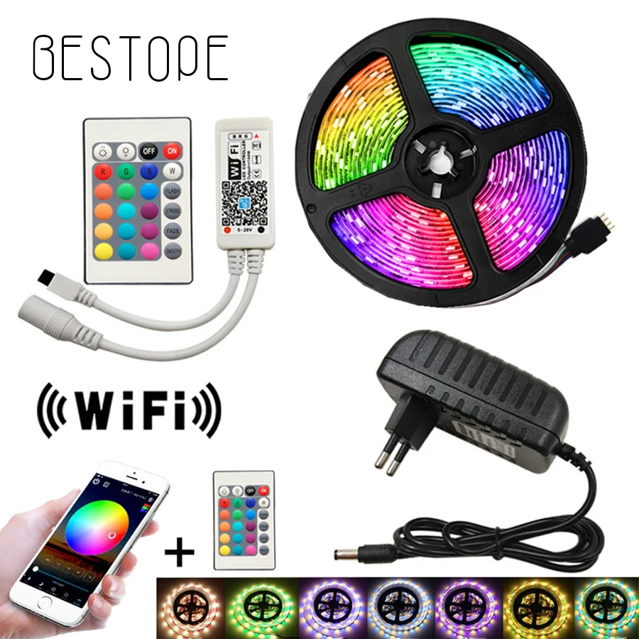 5050 Светодиодные ленты WI FI RGB/RGBW/RGBWW 5 м 10 15 RGB LED Цвет Сменные гибкий светильник +