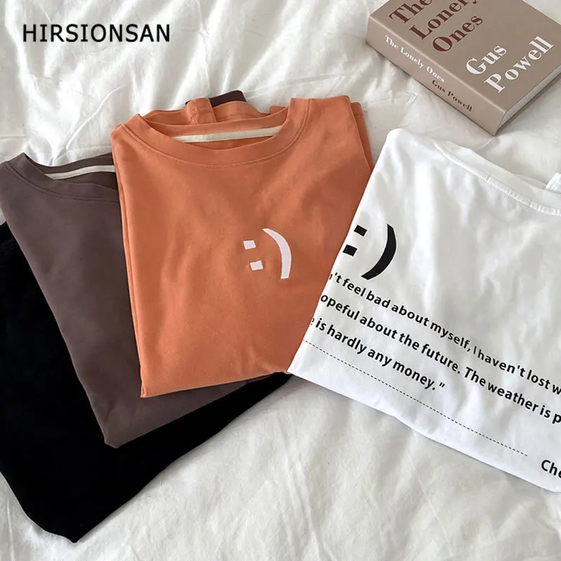

Hirsionsan Funny Letter Print Woman Tshirts Basic Loose White Short Sleeve Graphic Tee for Girl Casual Harajuku Female Tops