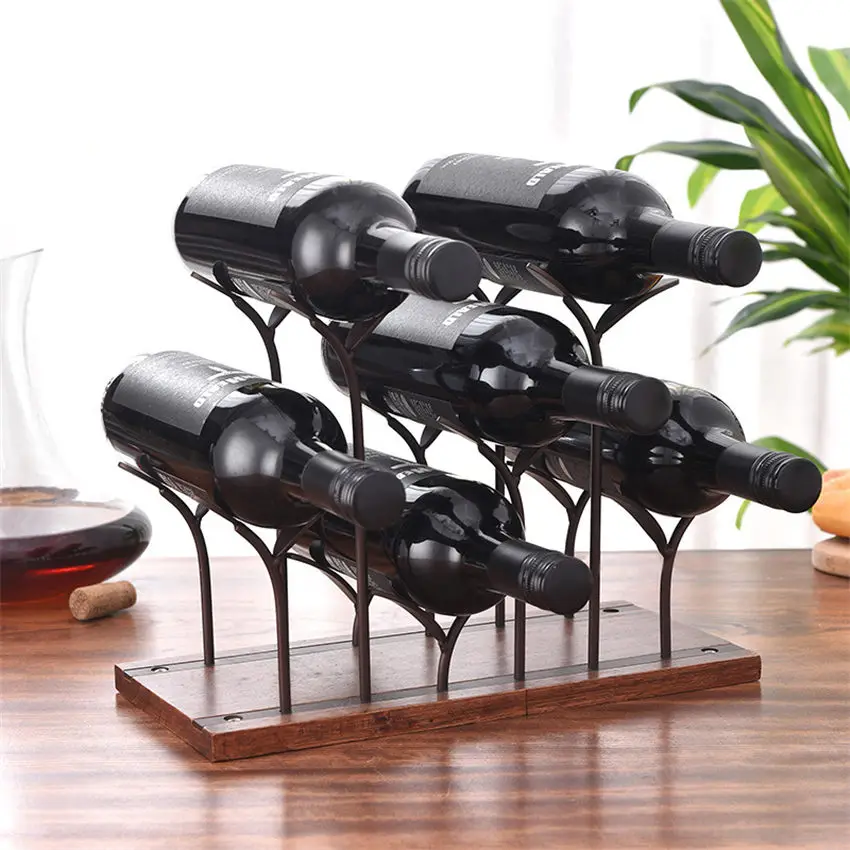 creative little sapling wine rack metal freestanding kitchen storage stand wine cabinet grape wine shelf display bar decorations free global shipping