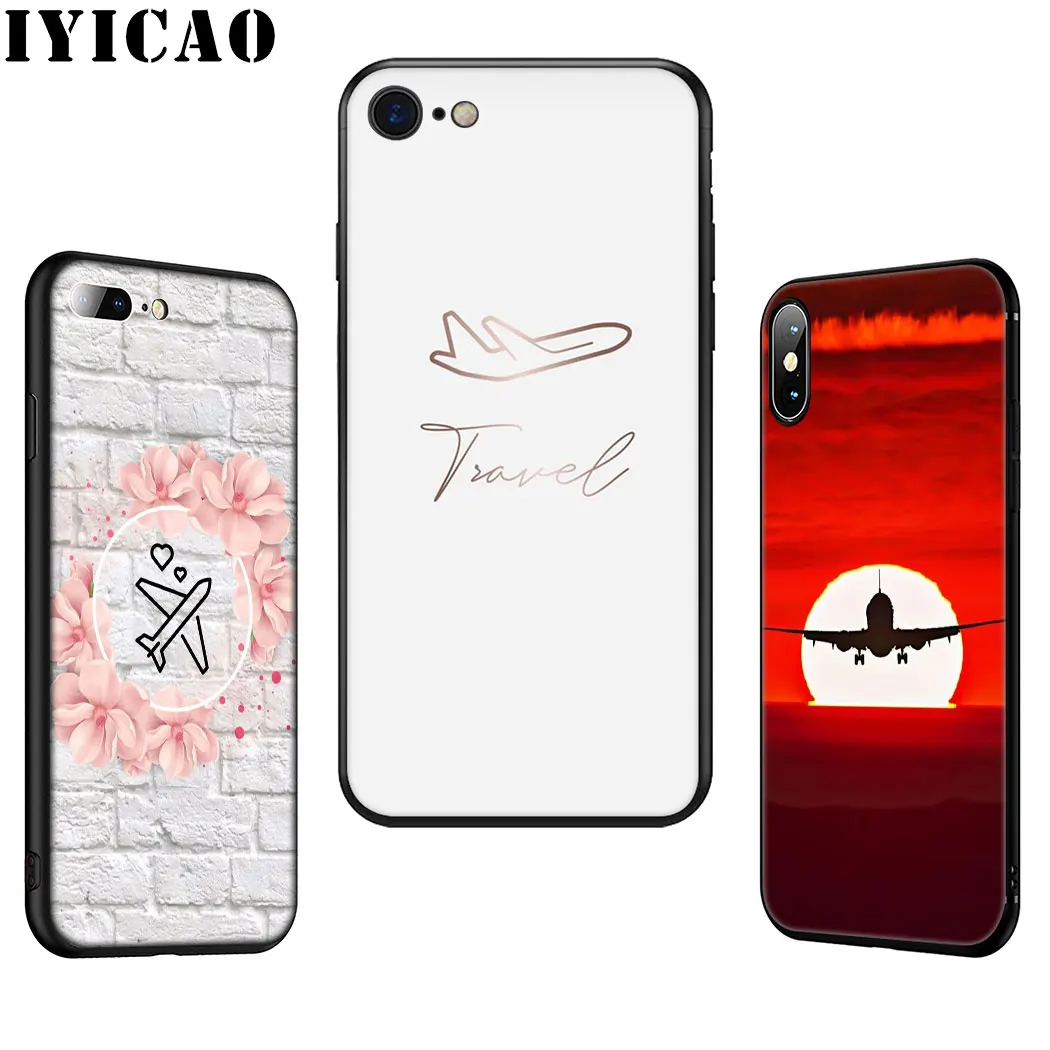 Роскошный мягкий силиконовый чехол IYICAO Airplane для iPhone 11 Pro Max XR X XS 6 6S 7 8 Plus 5 5S SE |