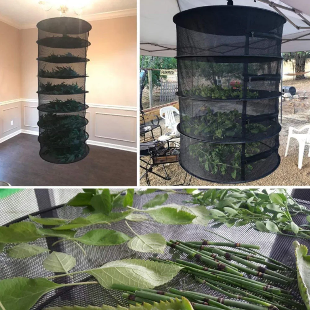 Cesta colgante plegable para hierbas, Red de secado de capas, bolsa de malla para flores, capullos, organizador de plantas-2