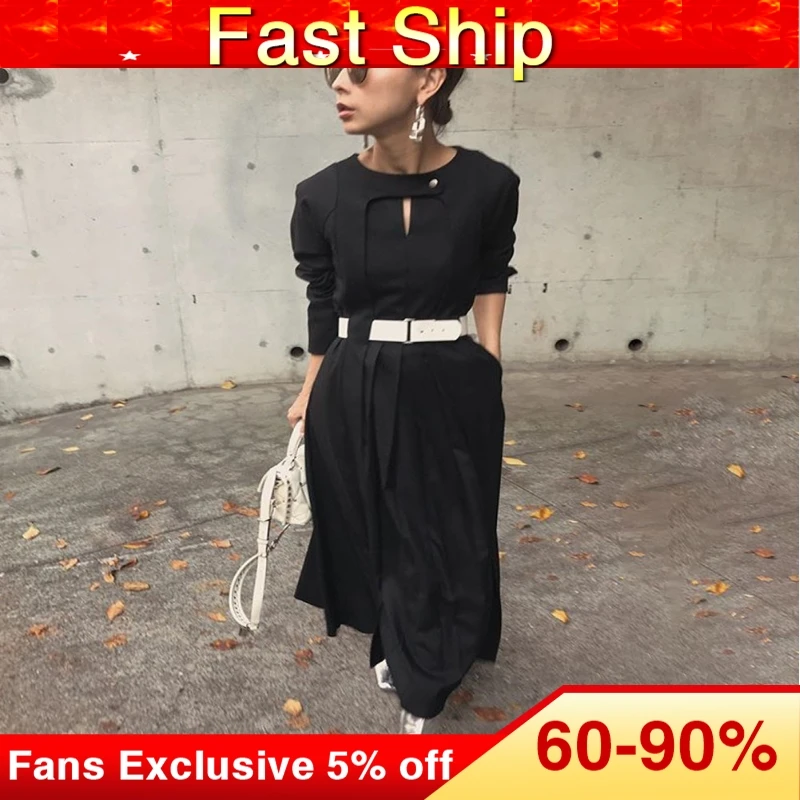 Женское офисное платье с высокой талией и длинным рукавом Повседневный пуловер в