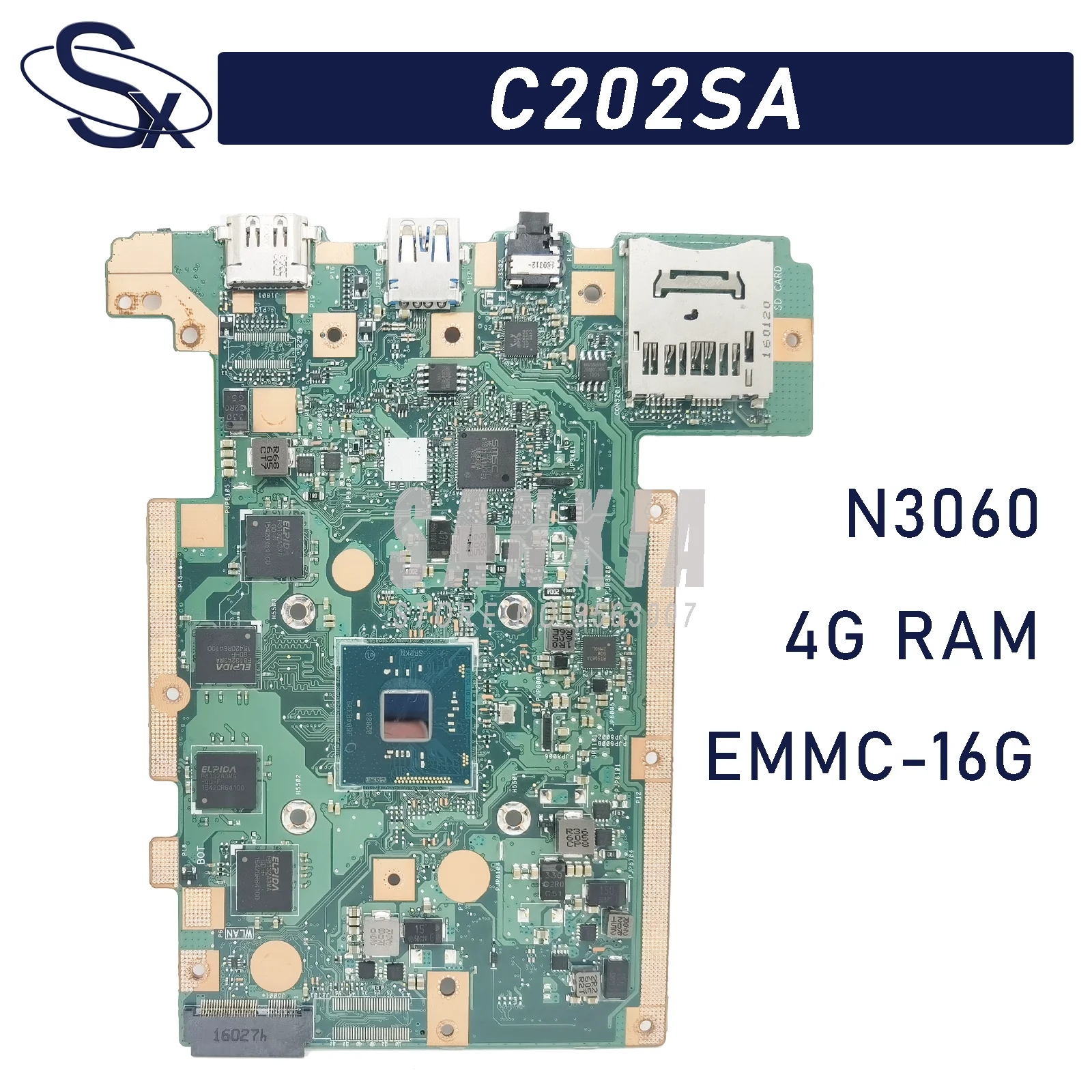 

KEFU C202SA подходит для ноутбука ASUS C202SA C202S C202 материнская плата с N3060 4G ОЗУ EMMC-16G 100% ТЕСТ ОК