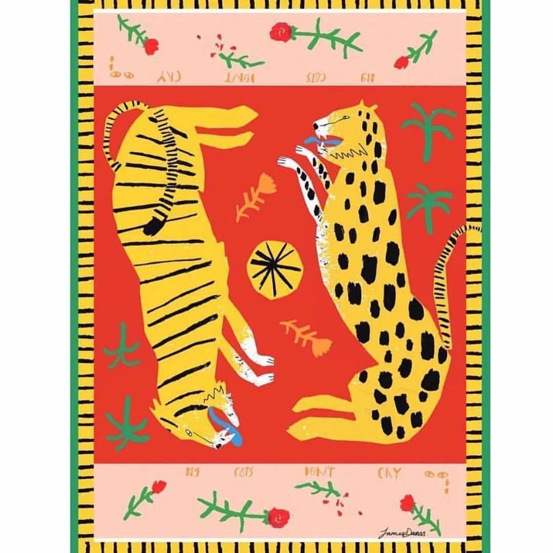 

Two Tigers Tapestry Wall Hanging Bohemian Beach Mat Polyester Blanket Yoga Mat Home Bedroom Art Carpet