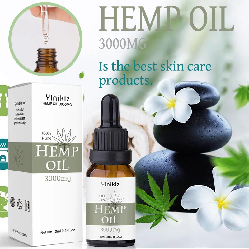 

100% Organic Hemp CBD Oil 2000mg Bio-active Hemp Seeds Oil Extract Drop For Pain Relief Reduce Anxiety Better Sleep Essence 10ML