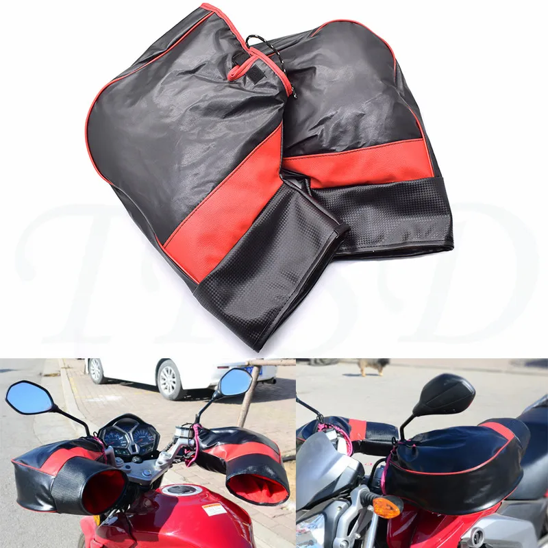 Мотоциклетный руль набор зимние теплые толстые кожаные ветрозащитные