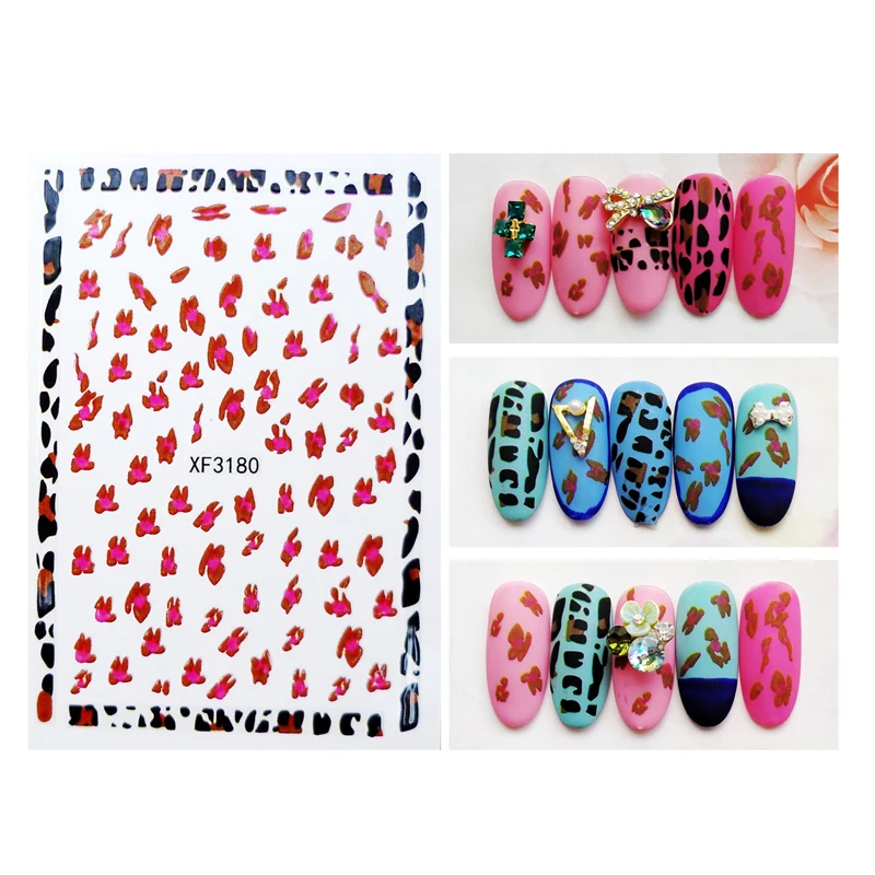 Милые леопардовые наклейки для ногтей самоклеющиеся декоративные маникюра