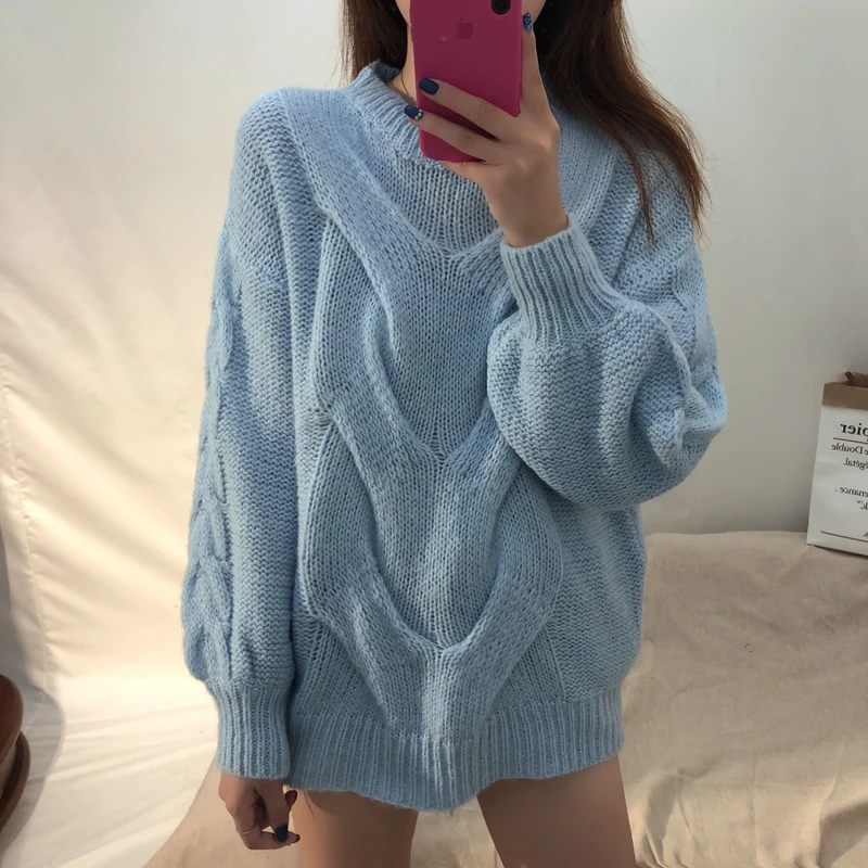 KINOMI осень-зима свободные женские свитера с длинным рукавом пуловер корейский