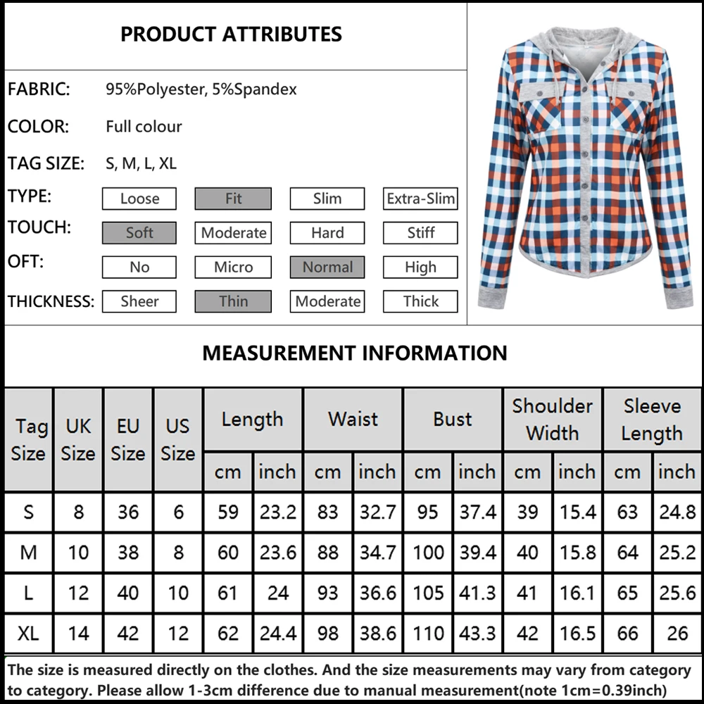 

Women Long Sleeve Hooded Shirt Plaid Print Tops Shirt 2021 New Spring Autumn Clothes Female Buttons Top Hooded Ladies Blusas D30