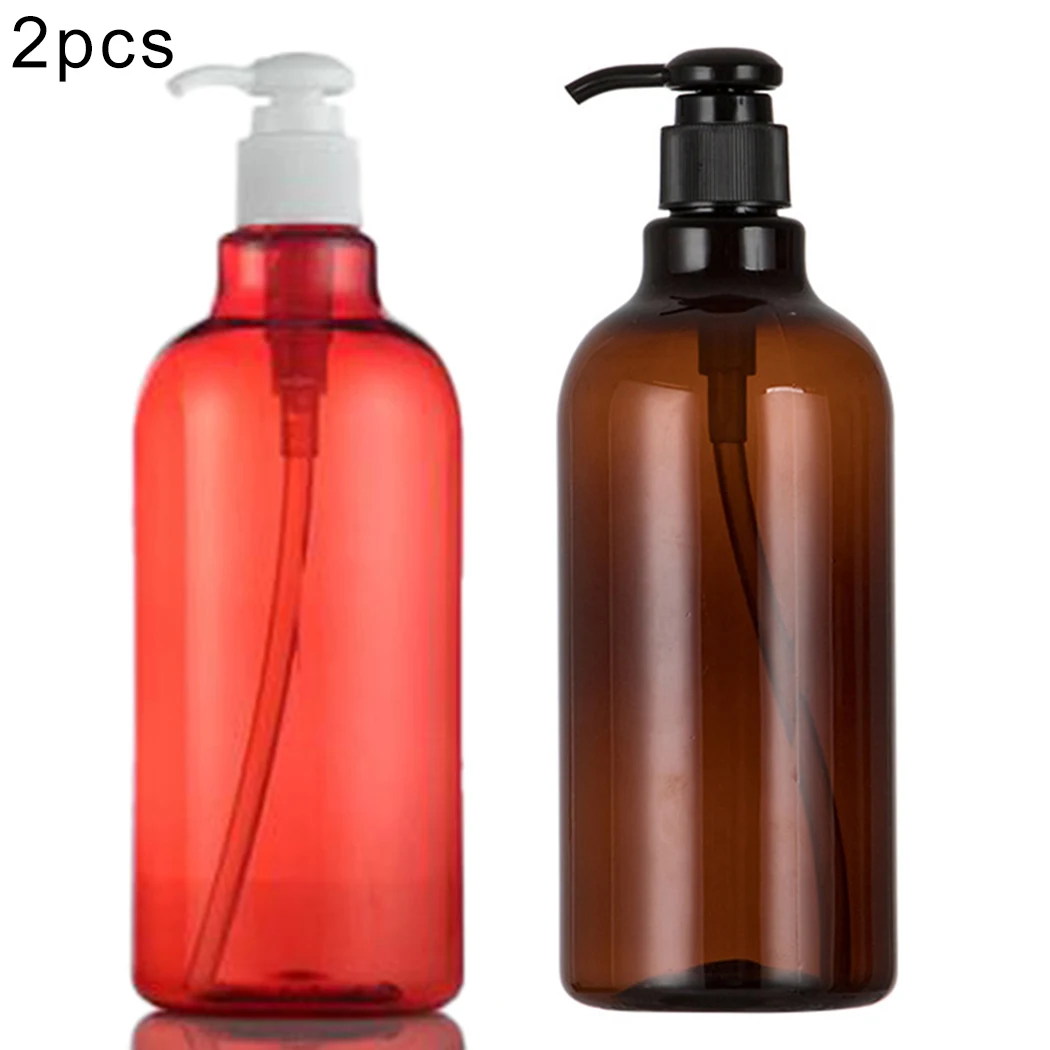 

500ml long-neck bottle with round pump cosmetic packaging shampoo body lotion press and dispensing pet empty bottle X2