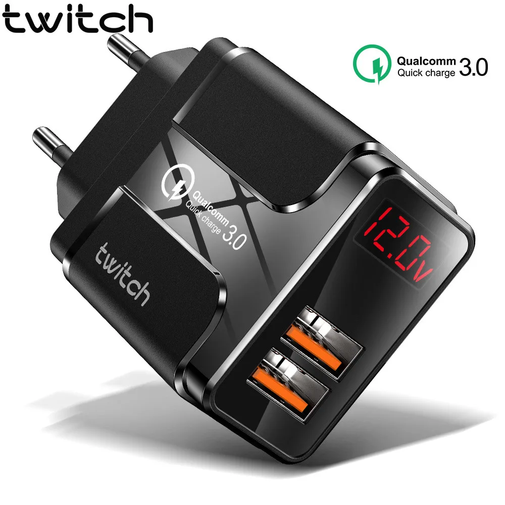 Twitch Quick Charge 3 0 USB зарядное устройство 18 Вт QC3.0 QC Быстрая зарядка мульти штекер