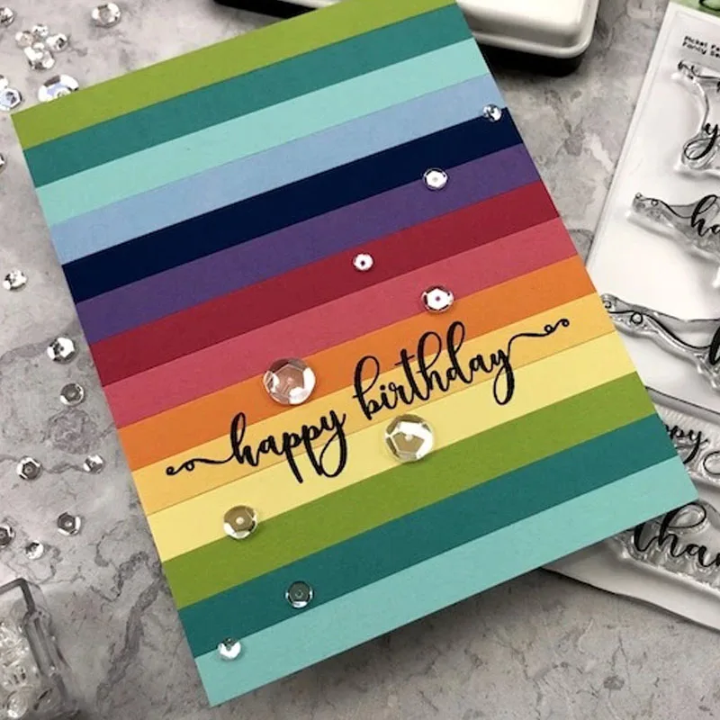 Прозрачный силиконовый трафарет QWELL с надписью Happy annival для DIY бумажные карточки