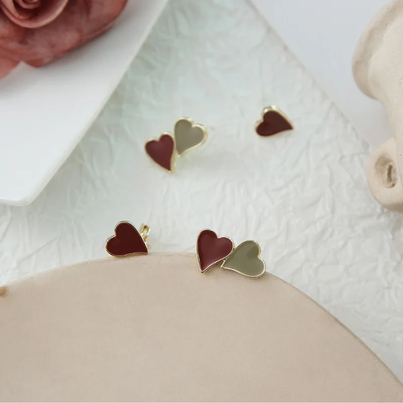 

Vintage Cute Heart Earrings Women Jewelry 2021 Trend Jewlery Earring Stud Clip on Earrings Gift